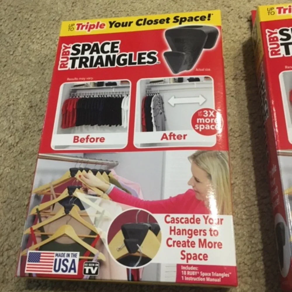NEW TWO BOXES Ruby Space Triangles Hanger Hooks Closet Organizer 36 Pieces